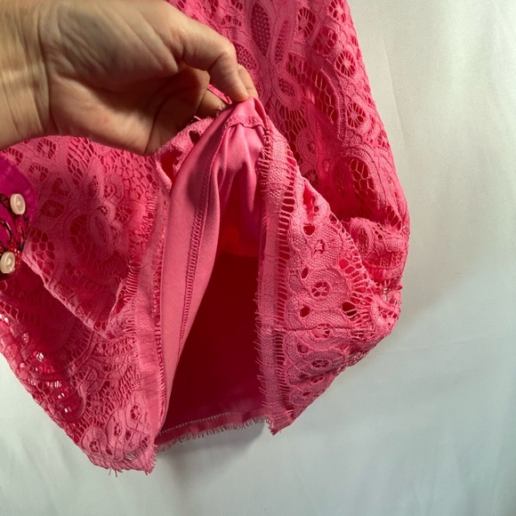 Isaac Mizrahi Beautiful Pink Lace Dress Lined Medium No Zipper - Picture 2 of 14